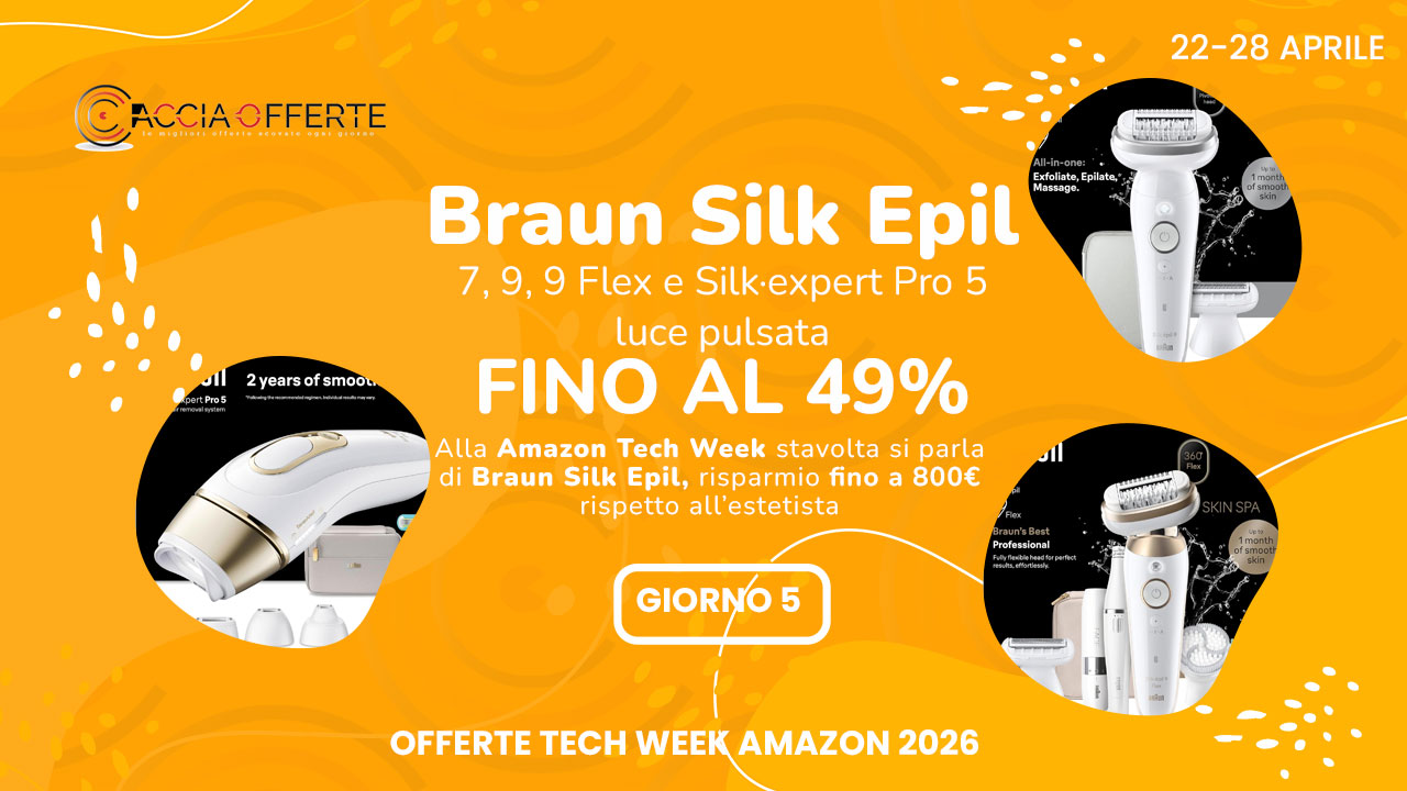 Braun Epilatori Donna in Offerta alla Tech Week Amazon 2026 — Silk Epil e IPL fino al 49% di Sconto