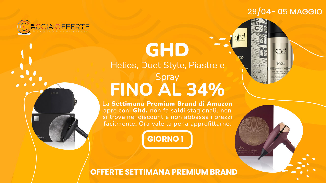 ghd in Offerta alla Settimana Premium Amazon 2026 — Helios, Duet Style, Piastre e Spray fino al 34%