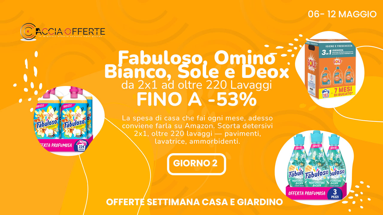 Fabuloso, Omino Bianco, Sole, Deox fino al -53%
