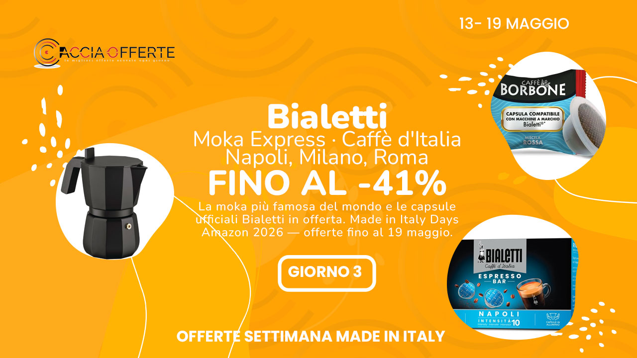 Bialetti in offerta Amazon: Moka Express e capsule -41%