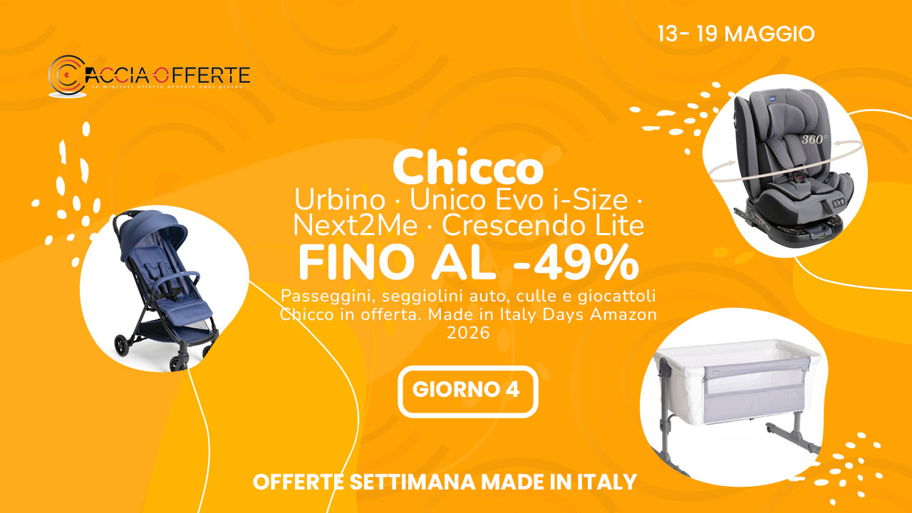 Chicco in offerta Amazon: Urbino, Unico Evo, Crescendo -49%