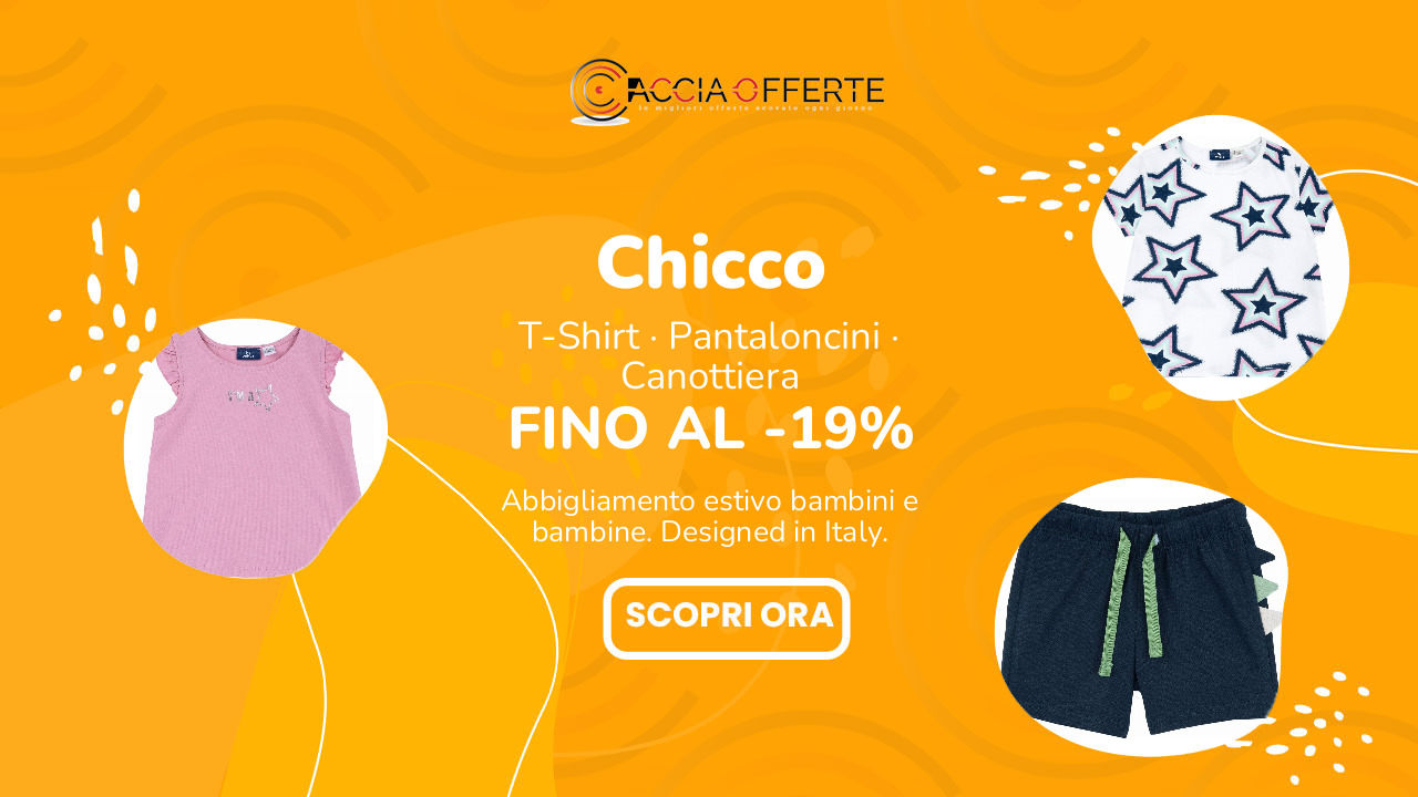 Chicco bambini estate: t-shirt e pantaloncini a 7€