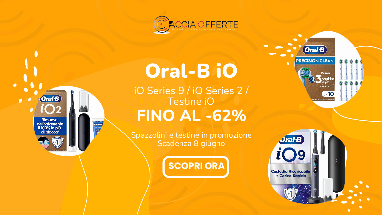 Oral-B iO spazzolini elettrici e testine in offerta su Amazon fino al -62% con scadenza 8 giugno 2026