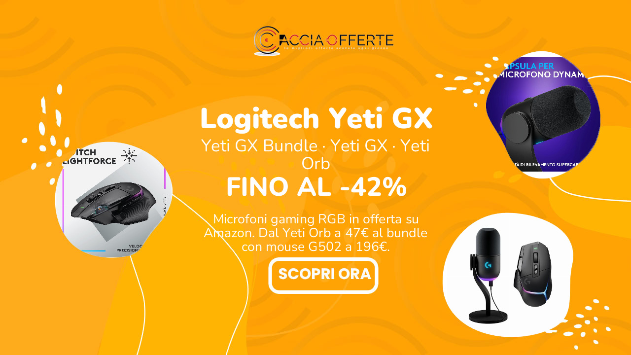 Logitech Yeti GX microfono gaming RGB in offerta su Amazon