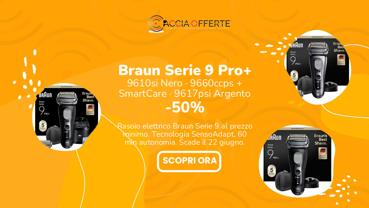 Braun Serie 9 Pro+ in offerta su Amazon: 249€ invece di 499€, scade il 22 giugno