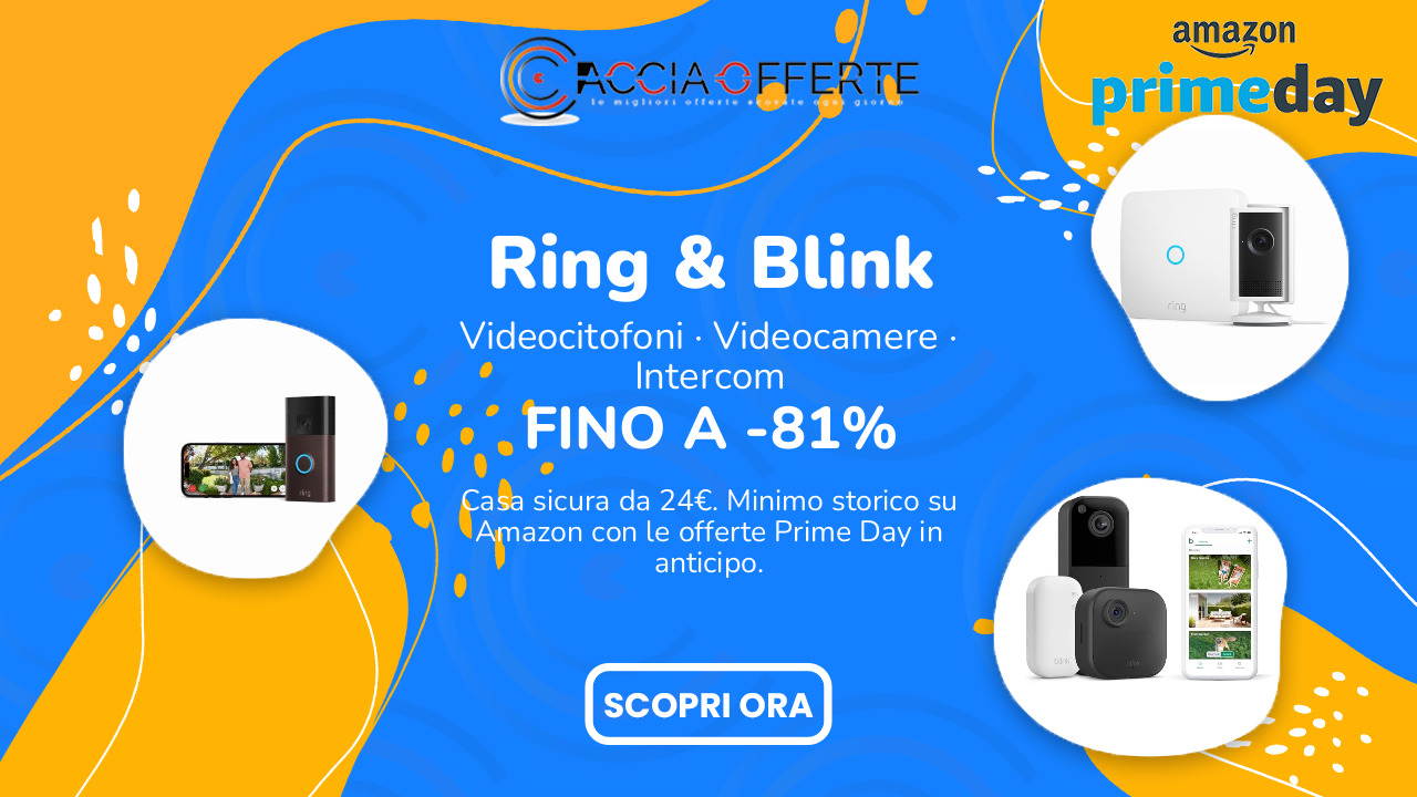 Ring e Blink in offerta Prime Day 2026: videocamere e citofoni smart da 24€ al minimo storico