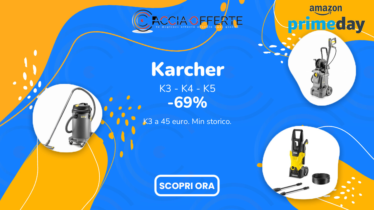 Kärcher in offerta Prime Day 2026: idropulitrice K3 a 45€, fino al -69% — tutti al minimo storico