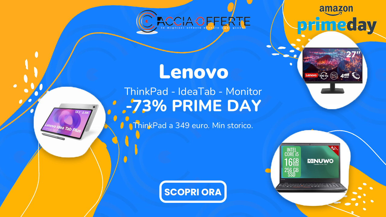 Lenovo offerta Prime Day 2026 ThinkPad IdeaTab monitor Amazon