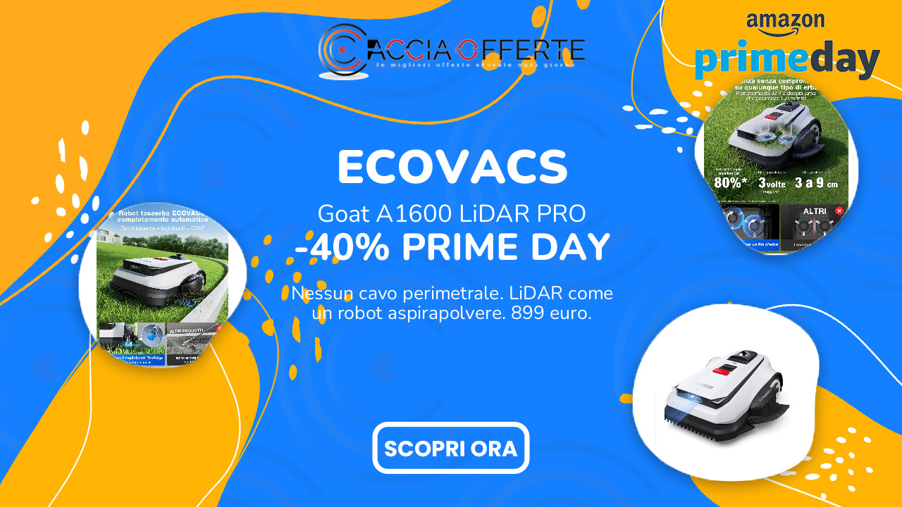 ECOVACS Goat A1600 LiDAR PRO robot tosaerba senza cavo perimetrale offerta Prime Day 2026